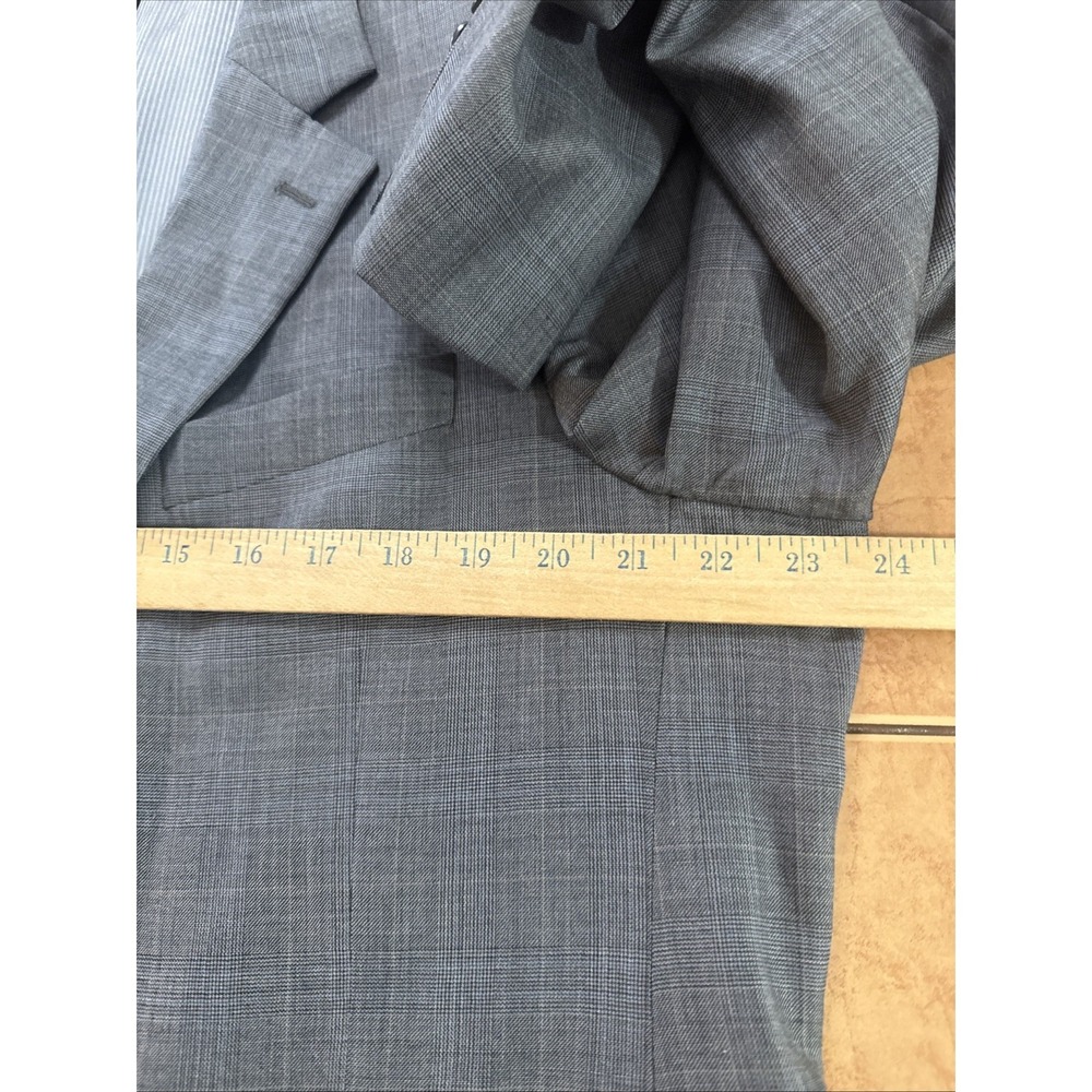 Jack Victor Suit Gray Plaid 44L Pants 38 x 32 Super 110s Wool Pinstripe 2 Piece - Picture 6 of 16